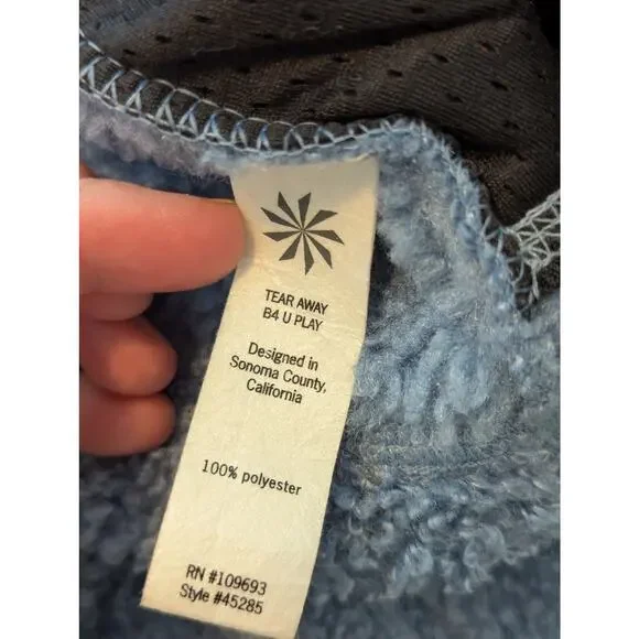 Athleta Teddy Fleece Boucle Blue Nubby Cozy Long Length Full Zip Jacket, Sz S - Picture 5 of 6